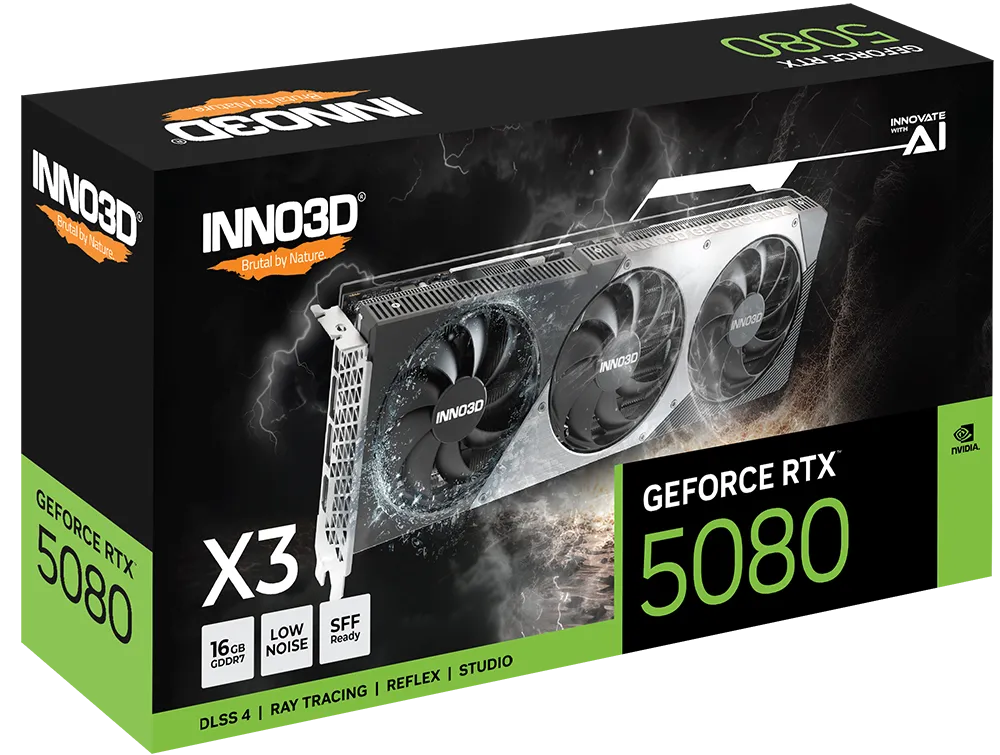 Inno3D 映眾 GeForce RTX 5080 X3 (2-Slot) 16GB GDDR7 顯示卡三風扇版 (SFF-Ready)