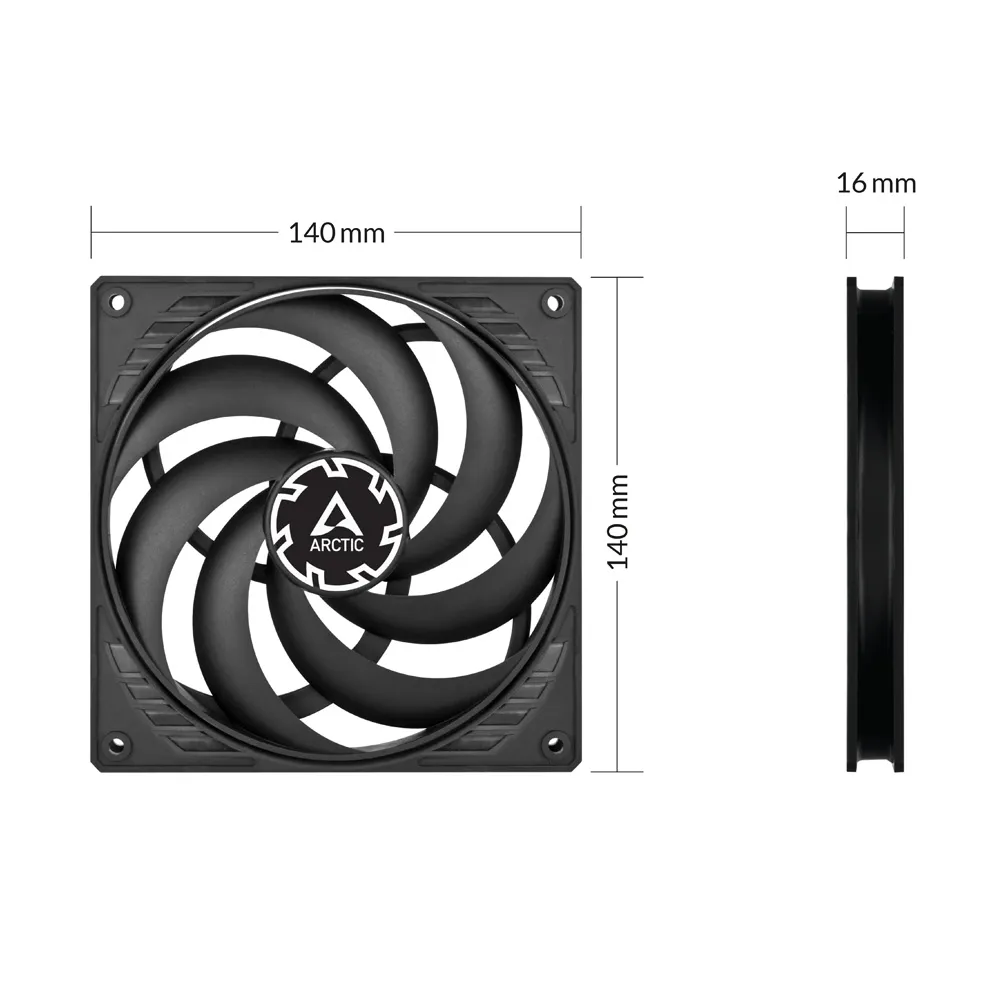 ARCTIC P14 SLIM PWM PST 14cm Fan (單把超薄黑色/Slim)(Slim)