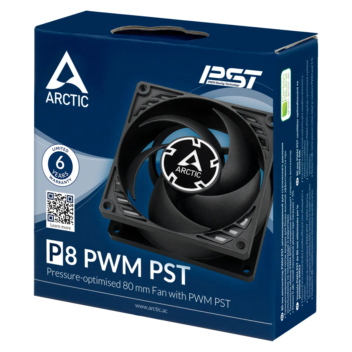 ARCTIC P8 PWM PST 8cm Fan with PWM PST (黑色)(TH-RP8PPB)