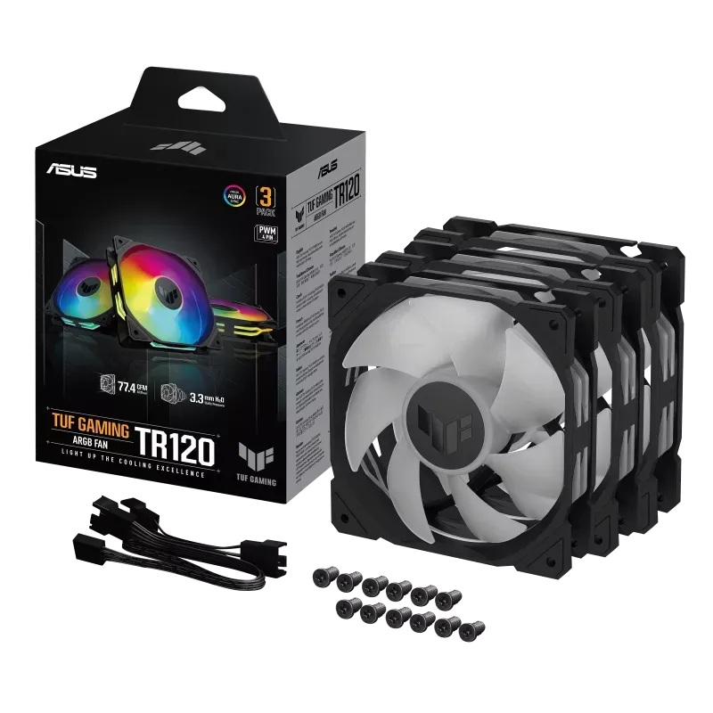 ASUS 華碩 TUF Gaming TR120 ARGB 12cm Fan x3 (三把盒裝黑色)(TH-ATTR36A)