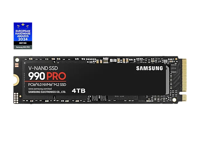 Samsung 三星 990PRO 4TB NVMe M.2 2280 PCIe Gen4 SSD (R:7450MB/s/W:6900MB/s)(固態硬碟)(MZ-V9P4T0BW)