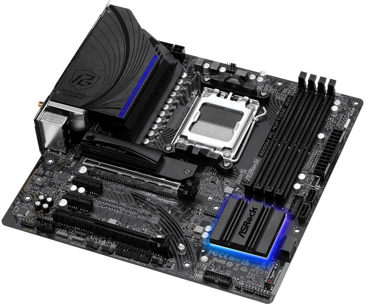 ASRock 華擎 B650M PG Riptide WiFi Micro-ATX 主機板 (DDR5/Wi-Fi 6E/藍牙/AM5)