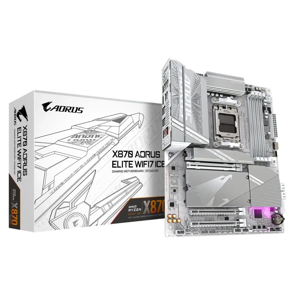 Gigabyte 技嘉 X870 AORUS ELITE WiFi 7 ICE ATX 白色主機板 (DDR5/Wi-Fi 7/藍牙/AM5)