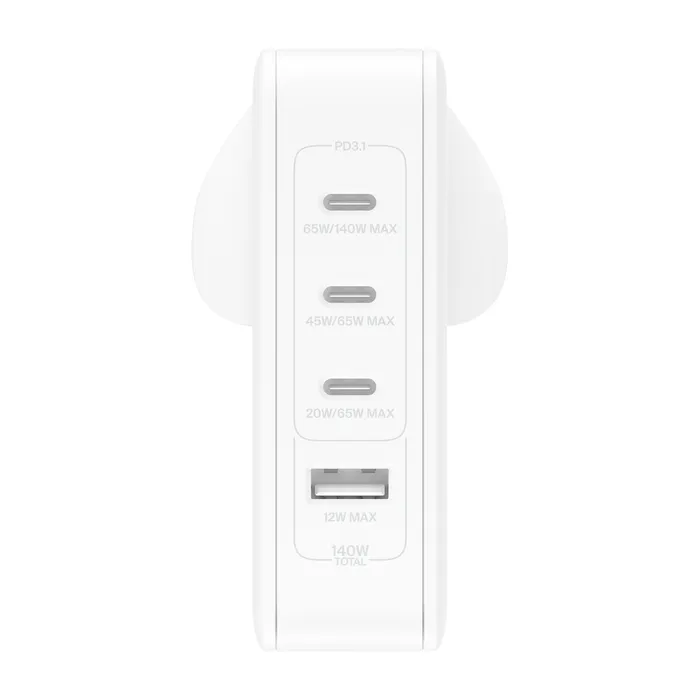 Belkin BoostCharge Pro 140W 4-Port GaN 家用充電器 (WCH014MYWH)