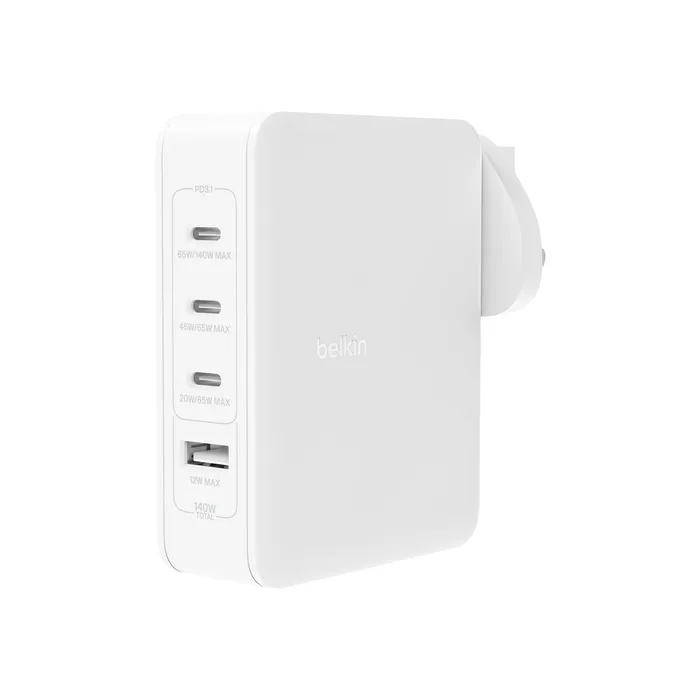 Belkin BoostCharge Pro 140W 4-Port GaN 家用充電器 (WCH014MYWH)