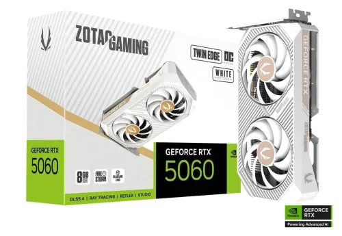 ZOTAC GAMING 索泰 GeForce RTX5060 TWIN EDGE OC White Edition 8GB GDDR7 白色顯示卡雙風扇超頻版 (ZT-B50600Q-10M)