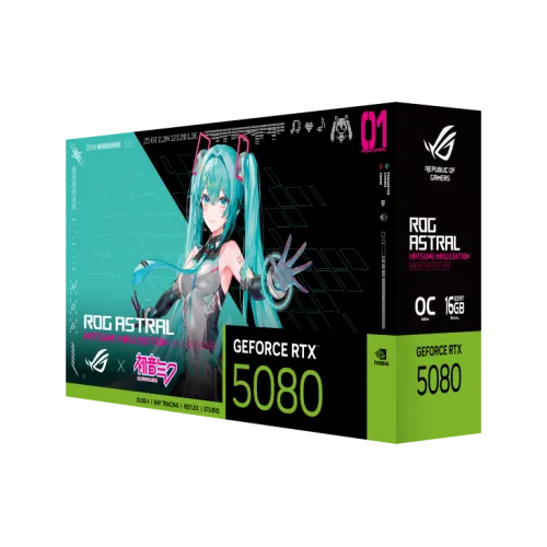 ASUS 華碩 ROG Astral GeForce RTX 5080 OC 初音未來聯名版 16GB GDDR7 Hatsune Miku Edition 顯示卡四風扇超頻版全球限量