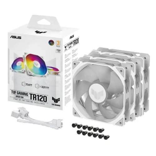 ASUS 華碩 TUF Gaming TR120 ARGB 12cm Fan x3 (三把盒裝白色)(TH-ATTR36W)