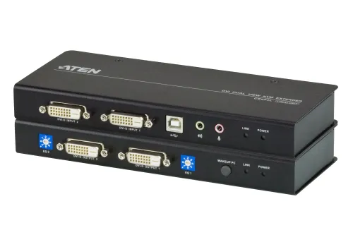 Aten-USB-DVI-Dual-View-Cat-5-KVM-Extender-(1024-x-768@60m)(CE604)